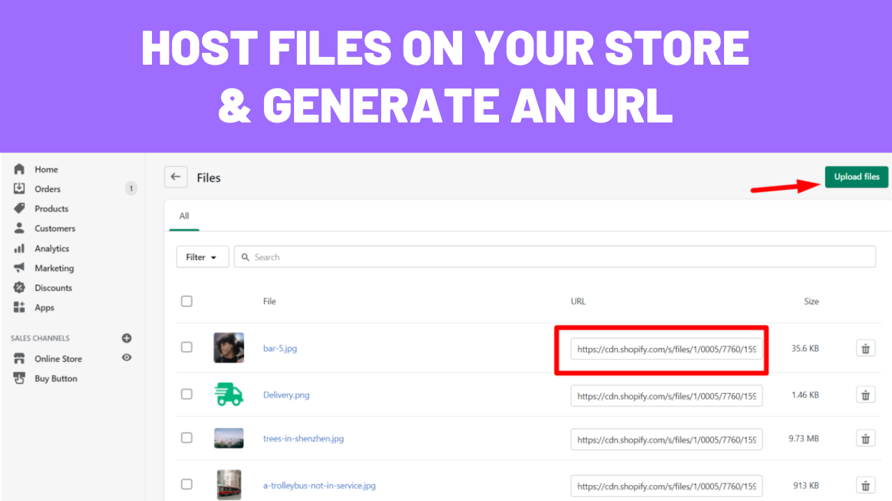 Host files on your store & generate an URL